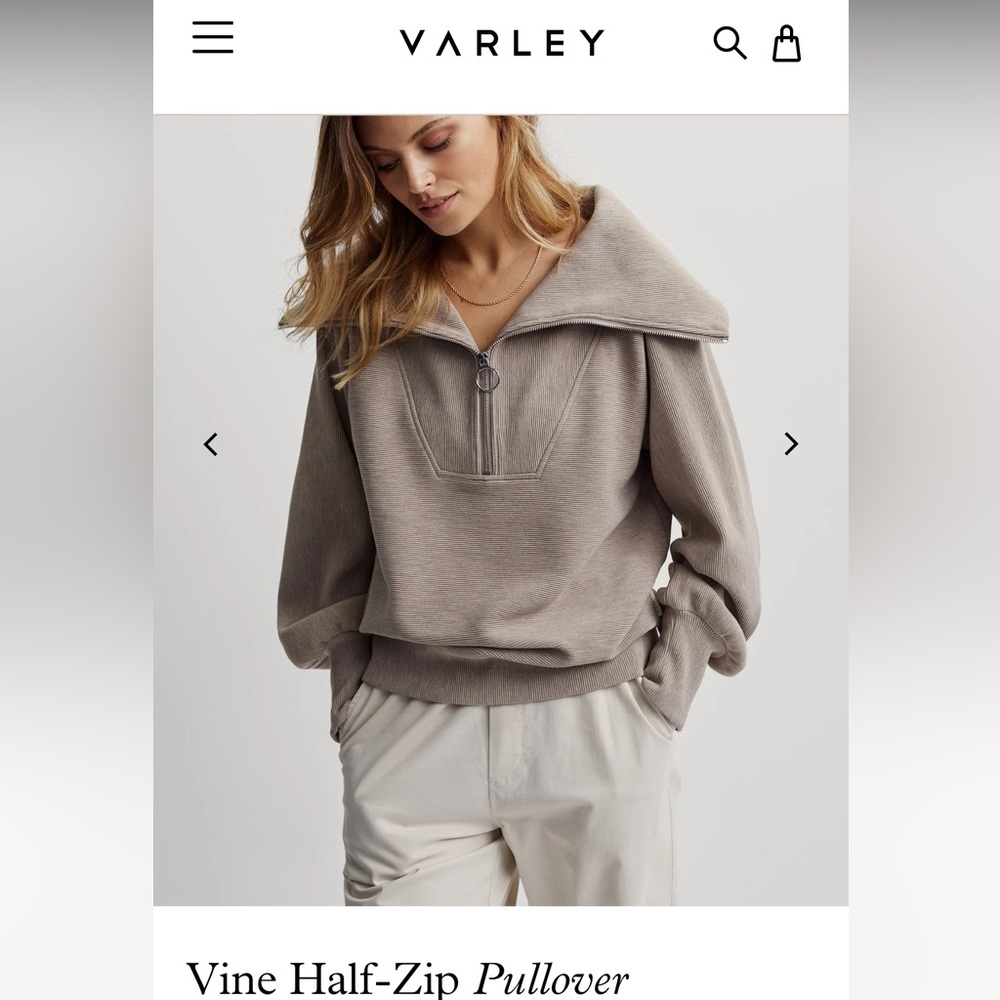 Varley Vine Half-Zip Pullover in taupe marl
